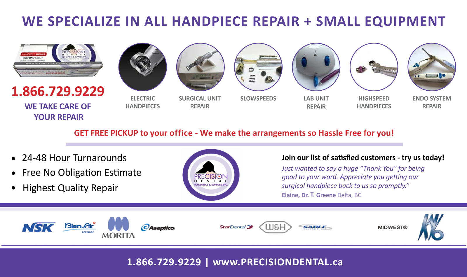 Handpiece Repair Specials Precision Dental